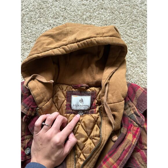 Legendary Whitetails Flannel Maplewood Plaid Hooded Zip Button Jacket Hoodie - Picture 5 of 9